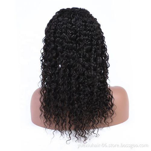 Deep Wave Remy Hair Wig Brazilian Transparent Lace Front Human Hair Wigs Virgin Hair Black Wig